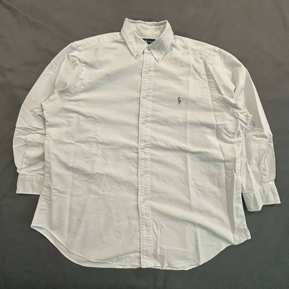 Vintage Ralph Lauren Dress Shirt Button Up Oxford White Men 17-32/33 Y2K 2000s